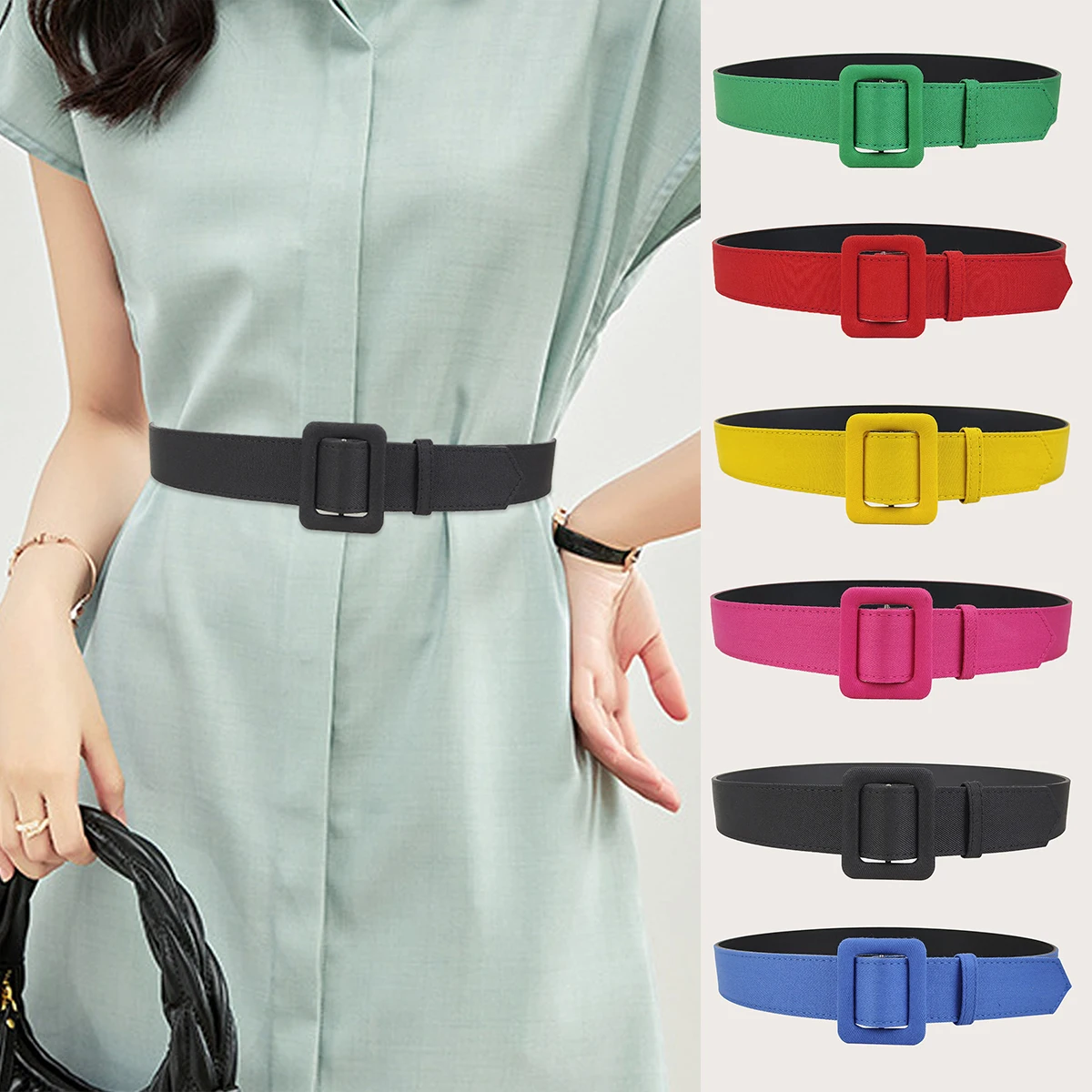 A women's smooth buckle design belt decoration dress waist belt versatile jeans for daily casual wear