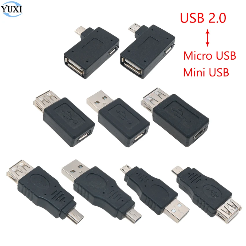 

YuXi USB 2.0 Type A Female to Micro USB B Male Adapter Plug Converter USB 2.0 to Mini USB B 5 Pin Male Plug OTG connector