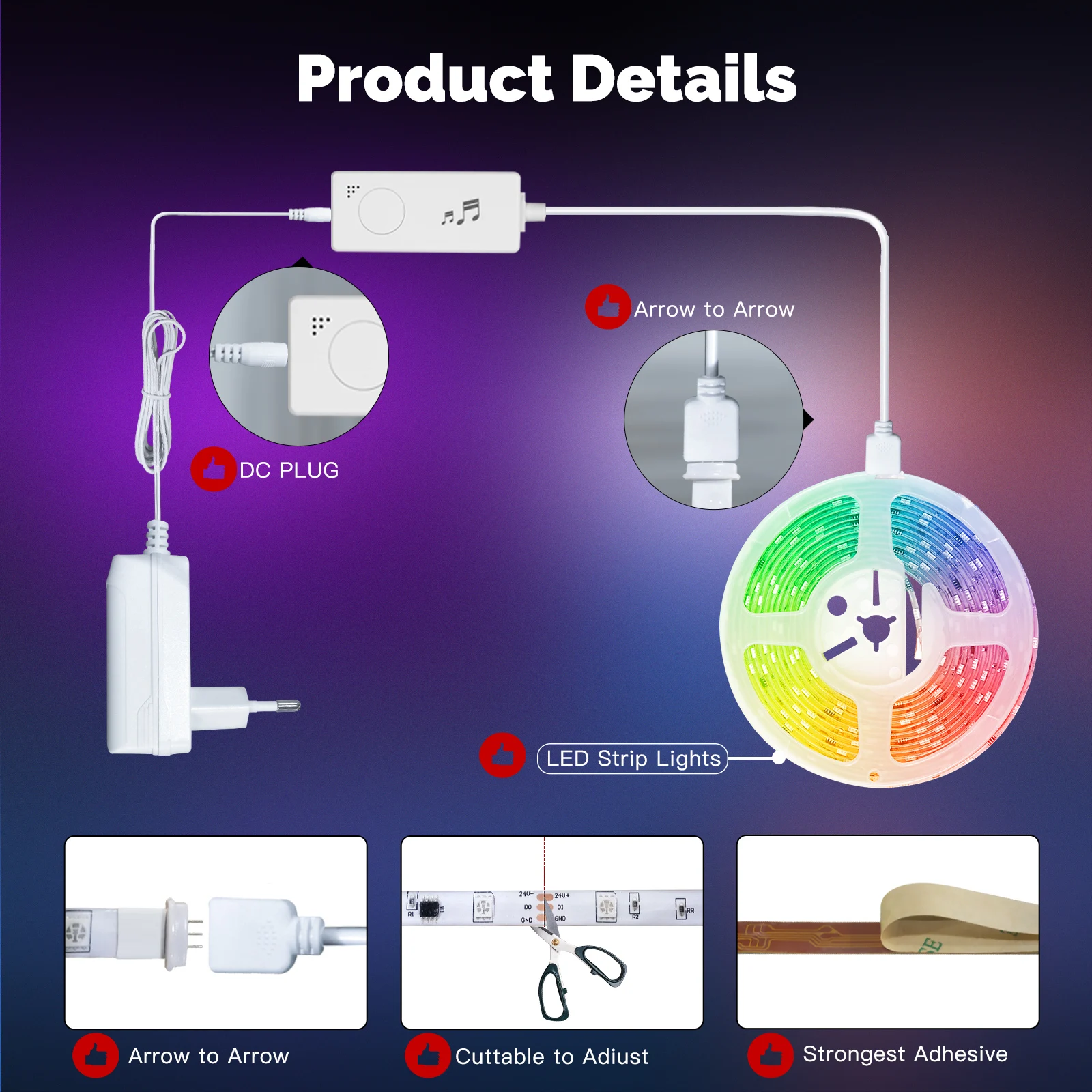 MOES Tuya ZigBee Smart LED Light Strip RGB5050 Controller Party Music Sync 16 Million Colors Changing Work With Alexa GoogleHome