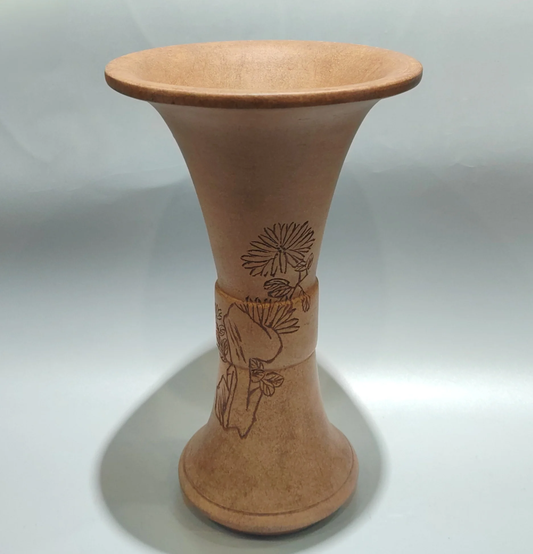 Yixing Purple Clay engraving Poetry and Pattern Large mouthed vase Bamboo Charm Vase Pen holder Wenfang screen Gather fortune