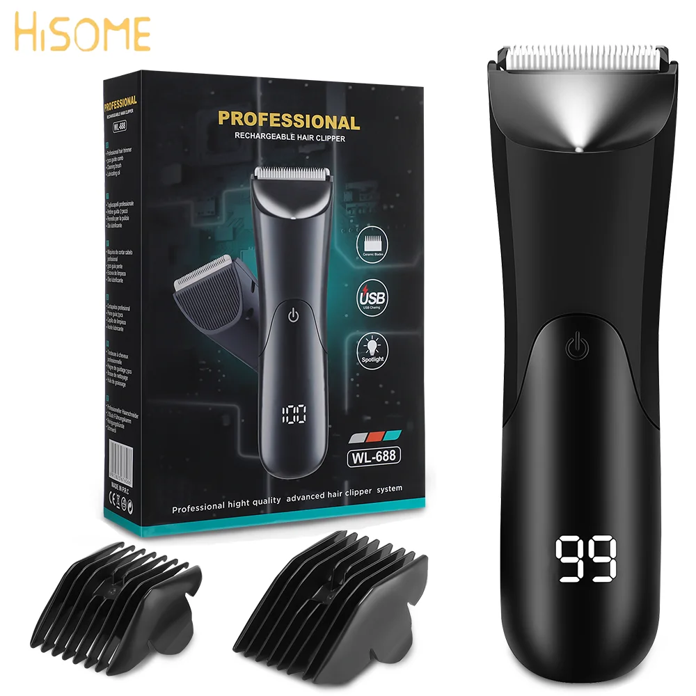 

Мужской триммер для зоны бикини и тела, электрический триммер для бороды с LED-дисплеем, керамическим лезвием, для чувствительных зон, bodycar