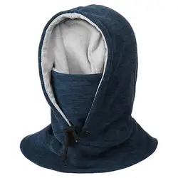 Face Covering Winter Beanie Thick Scarf Fleece Hooded Adjustable Neck Cover Hats With Drawstring Design Windproof Fleece Hat