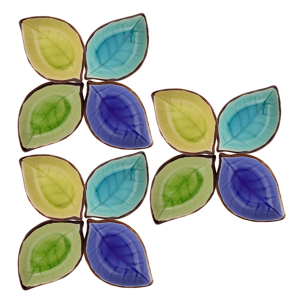 

12Pcs Ceramic Sauce Dishes Leaf Shaped Bowls Ideal for Soy Sauce Seasoning Dips and Small Snacks in Kitchen Dining