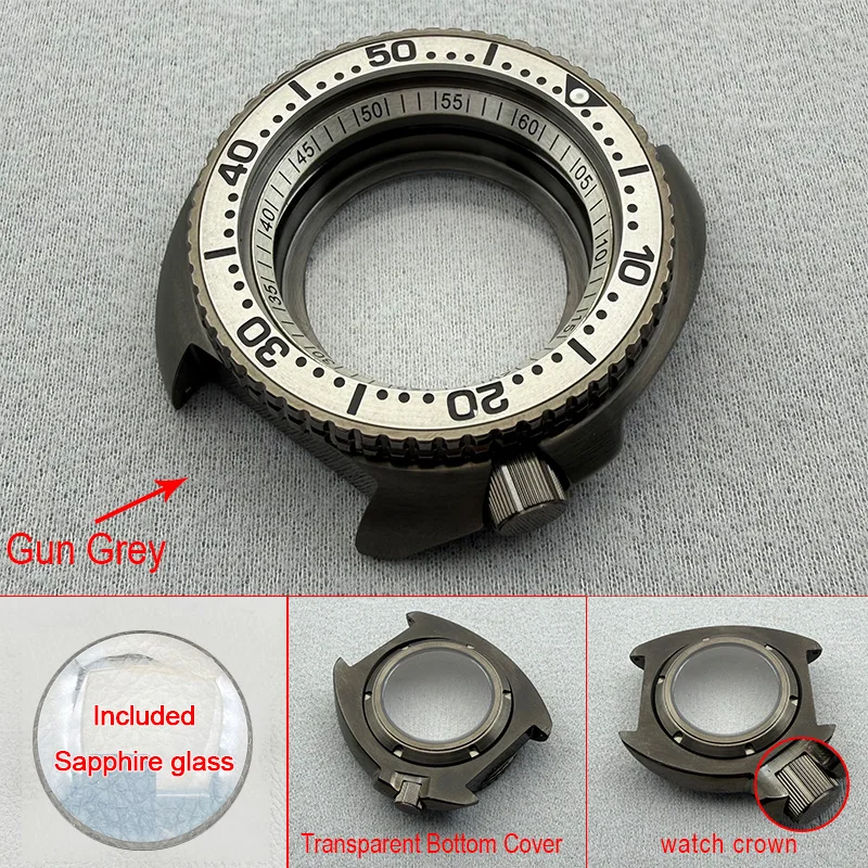 

44 мм Gun Grey Mod 6105 6309 Корона Turtle Abalone на 4,1 Подходит для мужских часов для дайвинга с автоматическим механизмом NH34 NH35 по индивидуальному заказу