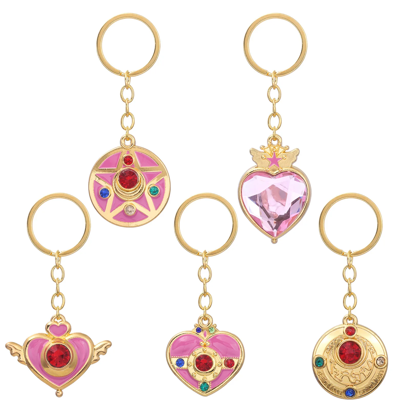 Anime Sailor Moon Necklace Tsukino Usagi Sailor Mercury Venus Jupiter Saturn Metal Keychains Pendants Cosplay Accessories Figure