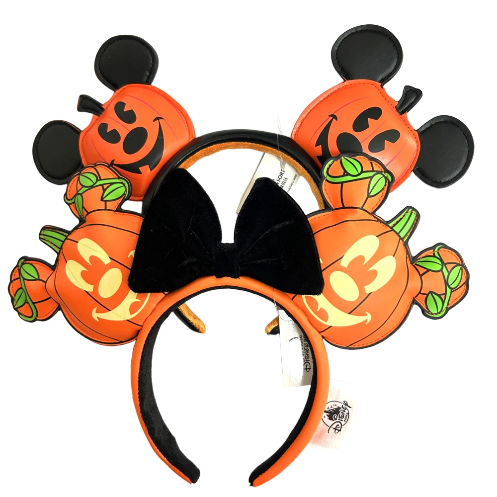 Diadema con orejas de Mickey Mouse y calabaza de PU, disfraz de Halloween, diadema, regalo de felpa, bandera de EE. UU., pelo de fiesta para niñas