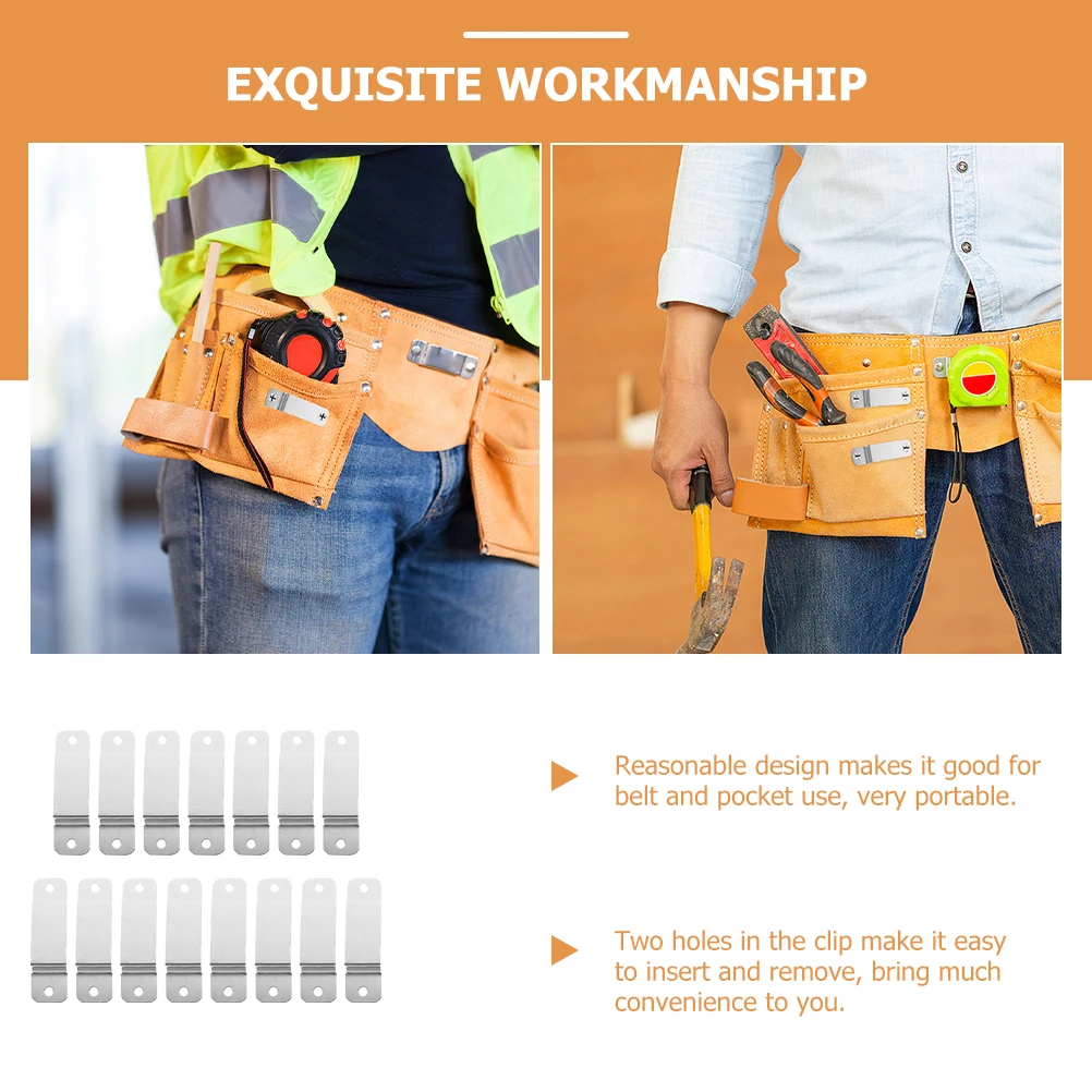 

15pcs Metal Tape Measure Holder Replacement Iron Clip For Belt Tool Belt Wall Sturdy Durable Two Holes Easy Install Tool Storage