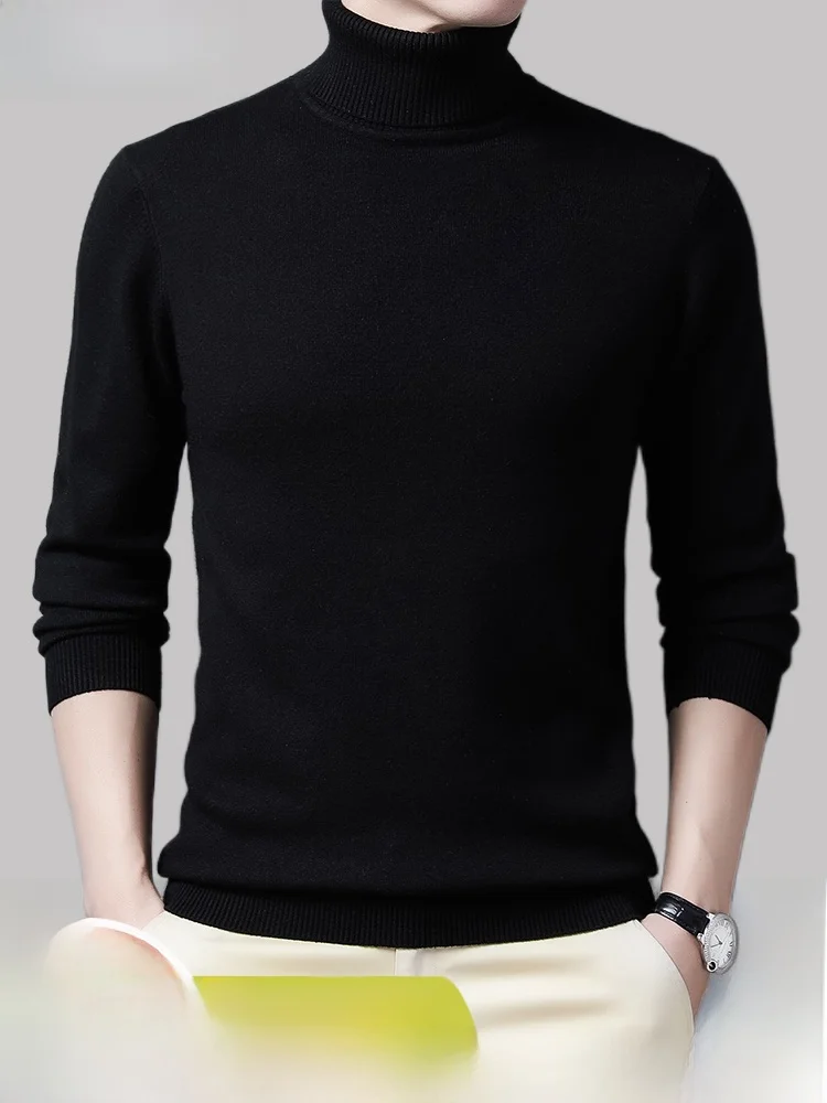 Eordos الرجال الصوف الخالص متماسكة عالية الياقة طويلة Sve رداء علوي غير رسمي منتصف الشباب الكبار ارتداء Busin عادية Sle الشتاء Thiened