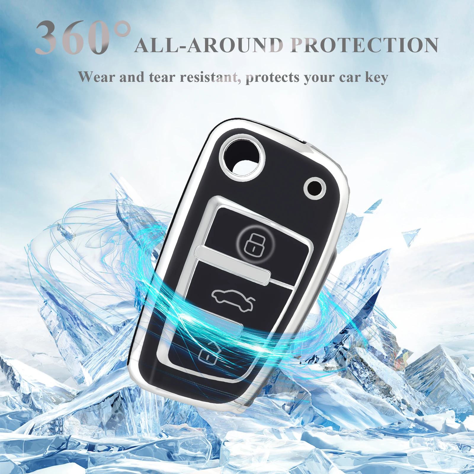 TPU Flip Remote Car Key Case Cover Holder for Audi A3 A4L A6 Q2L Q3 Q5 Q7 TT A1 S3 RC3 Key Protection Shell Fob Car Accessories