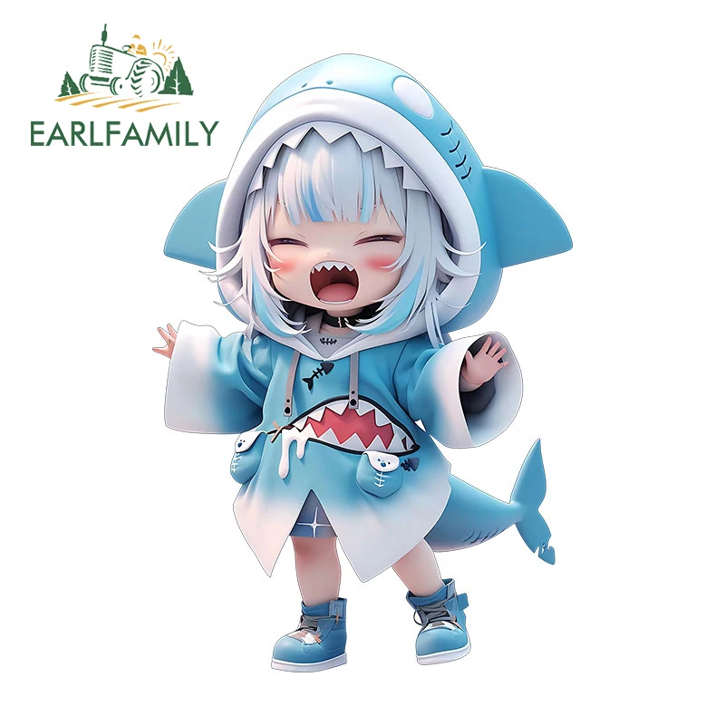 

EARLFAMILY, 13 см x 8,8 см, милая Автомобильная наклейка Gawr Gura, аниме оригинальная искусственная машинка, гаджет, милые аксессуары для холодильника 3D