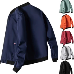 M-4XL Men's Jacket Autumn Thin Long Sleeve Baseball Uniform Windproof Cycling Jacket Solid Zipper Casual Jacket