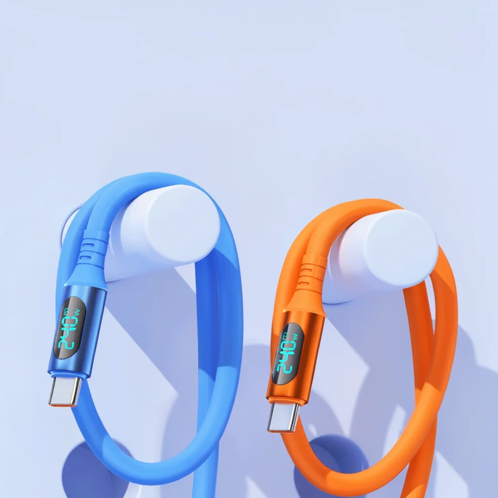PD 240W Fast Charger Cable Digital Display Type C Data Wire Braided Cord For Laptop Phone High Performance Cable