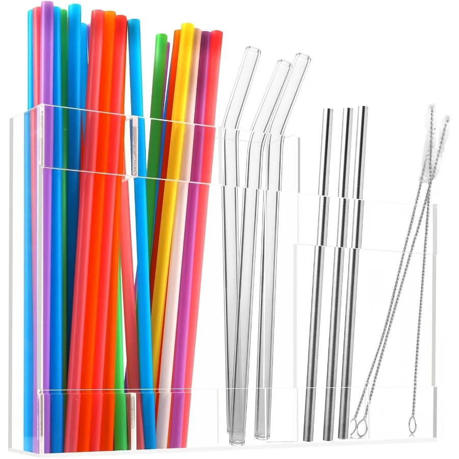 

Акриловый диспенсер для соломинки, органайзер, многоразовый металлический держатель для соломинки для столешницы и хранения в шкафу, идеально подходит для стаканов, чашек Keep St