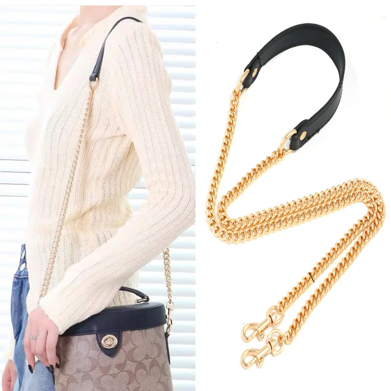 

HOLIN Fashion Durable 120cm Bag Metal Chains with Leather Shoulder Bag Straps Handbag Handle Chain Crossbody Purse Chain Belt
