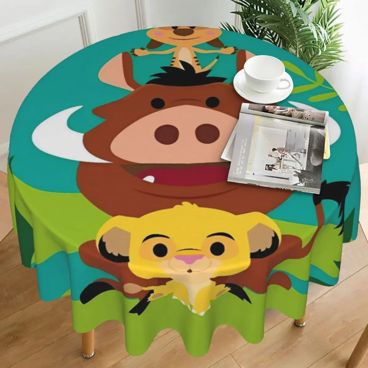 

Круглая скатерть Короля Льва, уличная скатерть, модная кухонная столовая, графическая скатерть для столовой