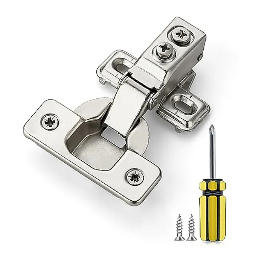 

Pack Pairs Brushed Nickel Short Arm Kitchen Cabinet Hinges, Soft Close 5 Degree Concealed Hinges with Screwdriver and Mounting
