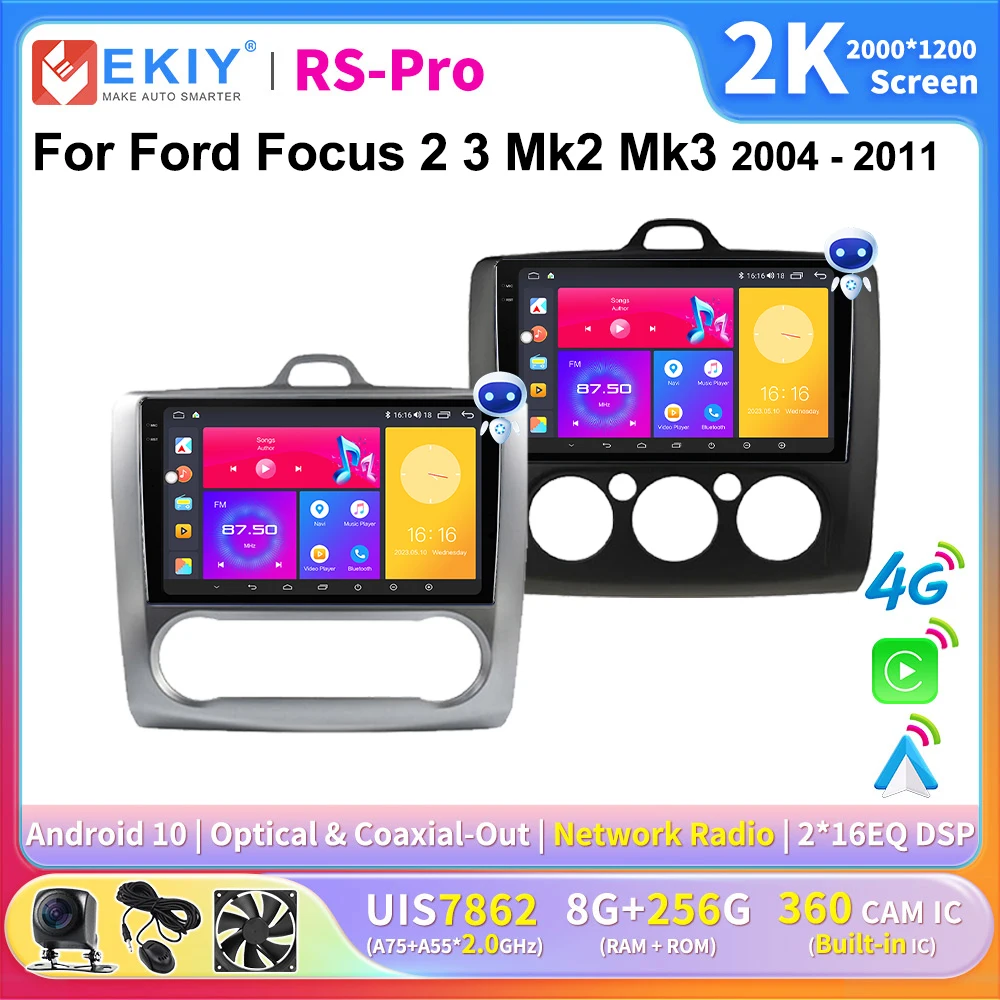 

EKIY 2K Screen CarPlay Radio For Ford Focus 2 3 Mk2 Mk3 2004-2011 Android Auto 4G Car Multimedia GPS Player 2Din Ai Voice DSP