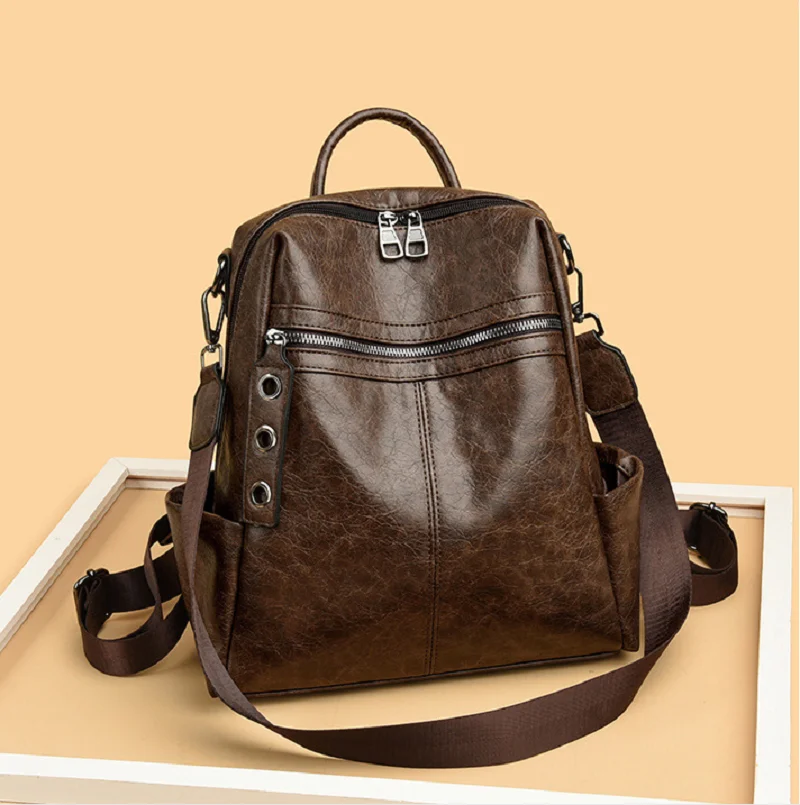 2025 New Fashion Classical High Quality Leather Travel Backpacks Women's Large Capacity Shoulder Bags Totes Crossbody Bag