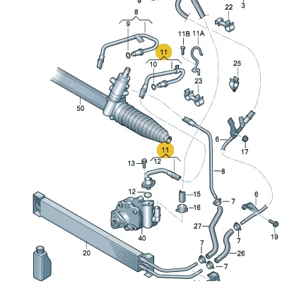 LHD 3.0 Diesel Steering Gear Power High Pressure Oil Hose Line Pipe For VW Touareg 7P0422893AB  7P0422893Q