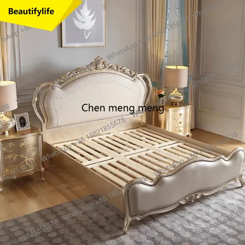 X188 Luxury Bedroom Bed King Size Castle Girls Human Dog Wooden Massage Bed Princess Sleeping Letto Matrimoniale Trendy Furnitur
