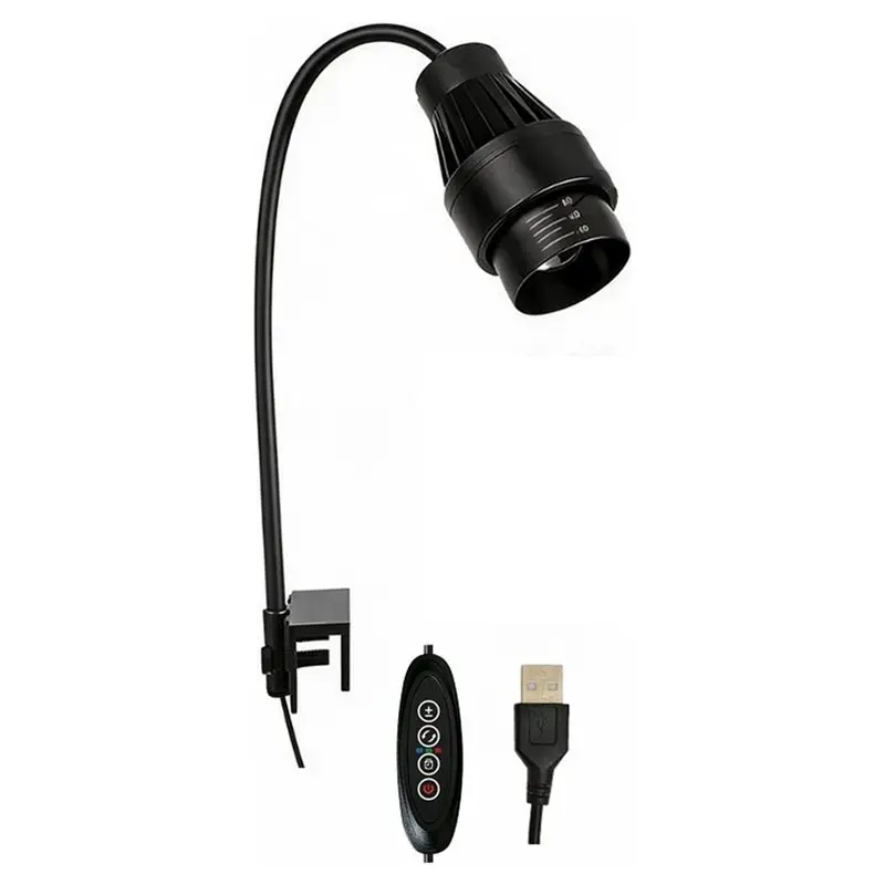 Adjustable Focus 15°-60° LED Aquarium Spotlight 3-Color With Cycle Timer Cooling Fan USB Clip-On Light For Fish Tank 16W