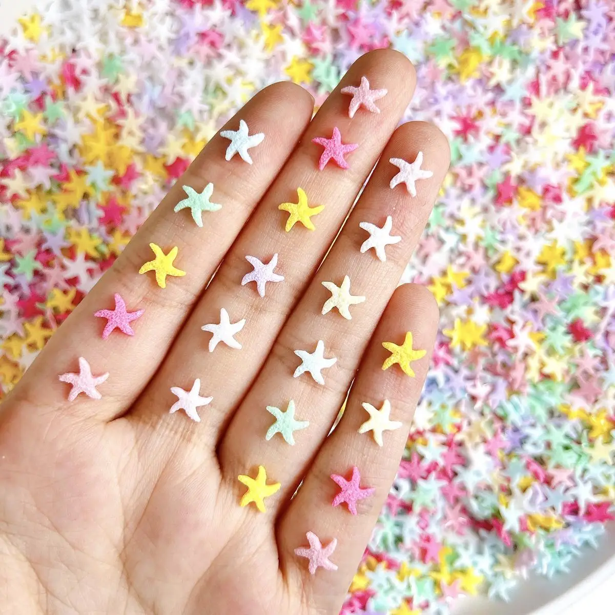 

100PCS Dopamine Colored Frosted Starfish Resin Nail Charms Cute Creative Starfish Nail Art Decorations DIY Hairpin Nails Parts
