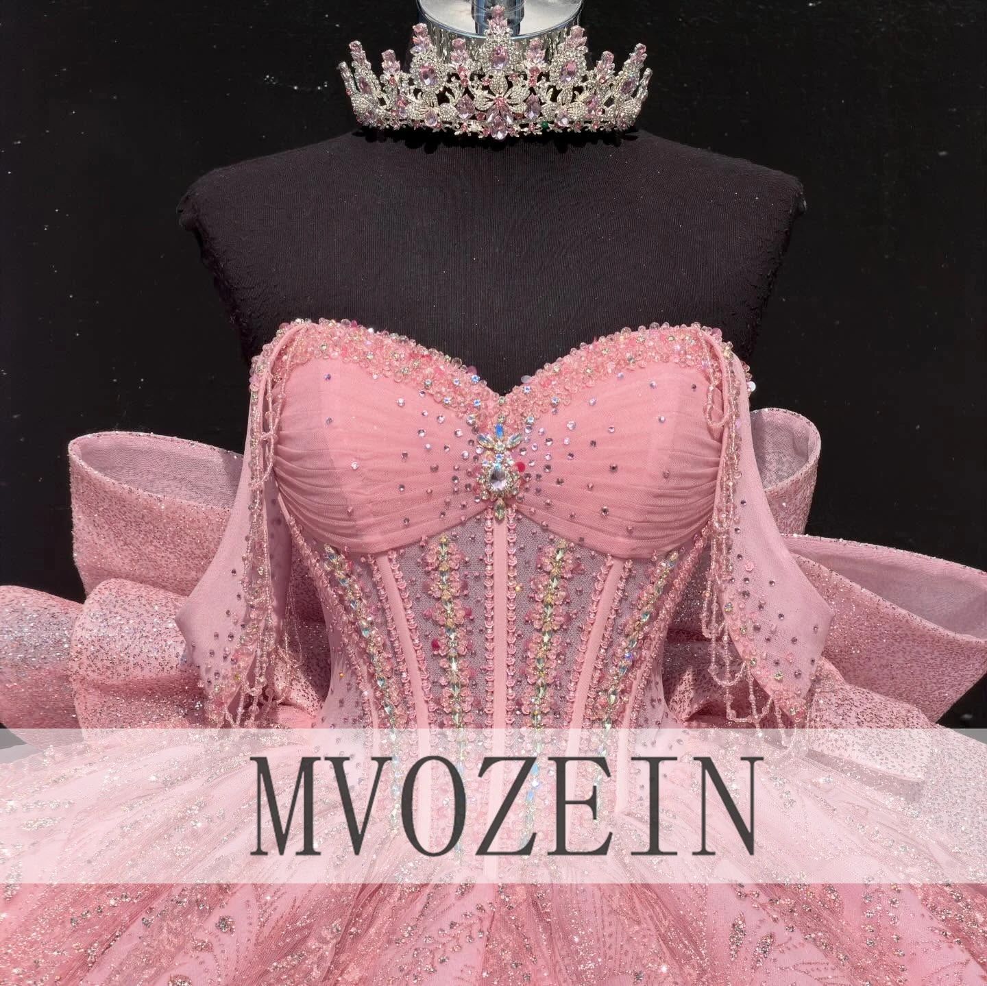 Blush Pink 15 Quinceanera Dresses Sparkly Sequined Sweetheart Ball Gown with Big Bow Corset Back 15th Birthday Party Dress view 4