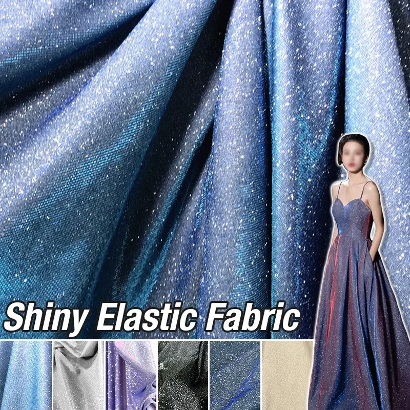 

Iridescent Gradient Sequin Fabric with Shimmer Elastic Color Shifting Shiny Satin for Statement Evening Dresses Performance Wear
