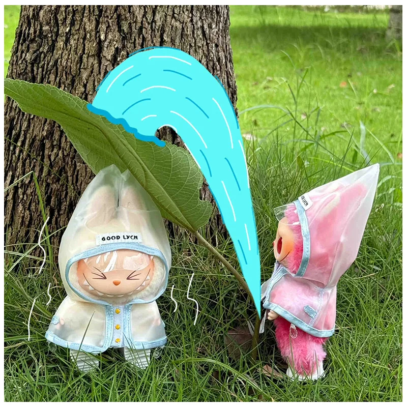 

For Labubu Clothes Labubu Raincoat Colorful Rain Shoes Set Doll Clothes Doll Pendants Dress Up Sitting Party Dolls Accessories
