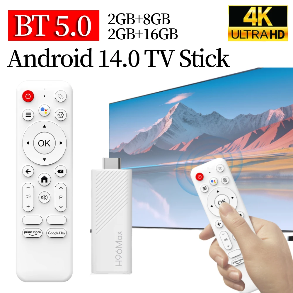 Android 14.0 TV Stick 4K Smart TV Box WIFI BT5.0 Mini Android TV Stick 2GB 8GB/2GB 16GB  Allwinner H313 Quad Core with Remote