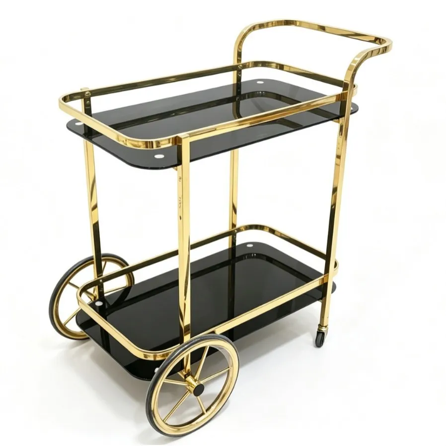 Hotel snack trolley three-layer wine cart tea cart stainless steel roast duck flake truck mobile dining car commercial restauran