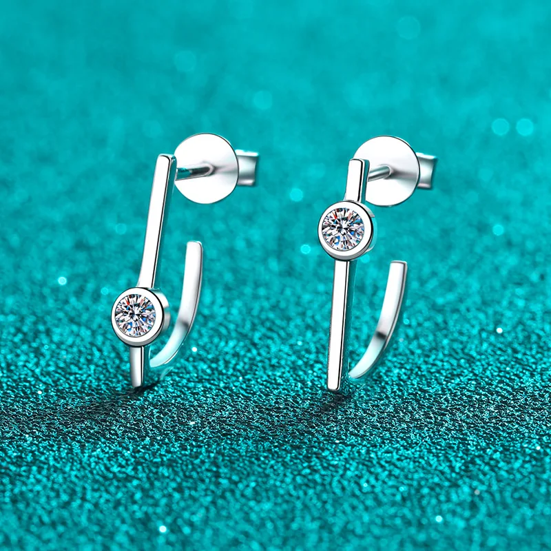 

0,2 карата муассанит S925 серебряные серьги-гвоздики для женщин с покрытием Pt950 простые линии серьги-гвоздики для влюбленных подарок ювелирные изделия оптом