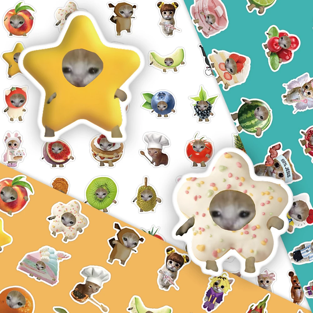 

10/30/70pcs Food Cat Cartoon Stickers Funny MEME Animal Decals for Skateboard Phone Luggage Guitar Cute PVC Kid DIY Sticker Toy