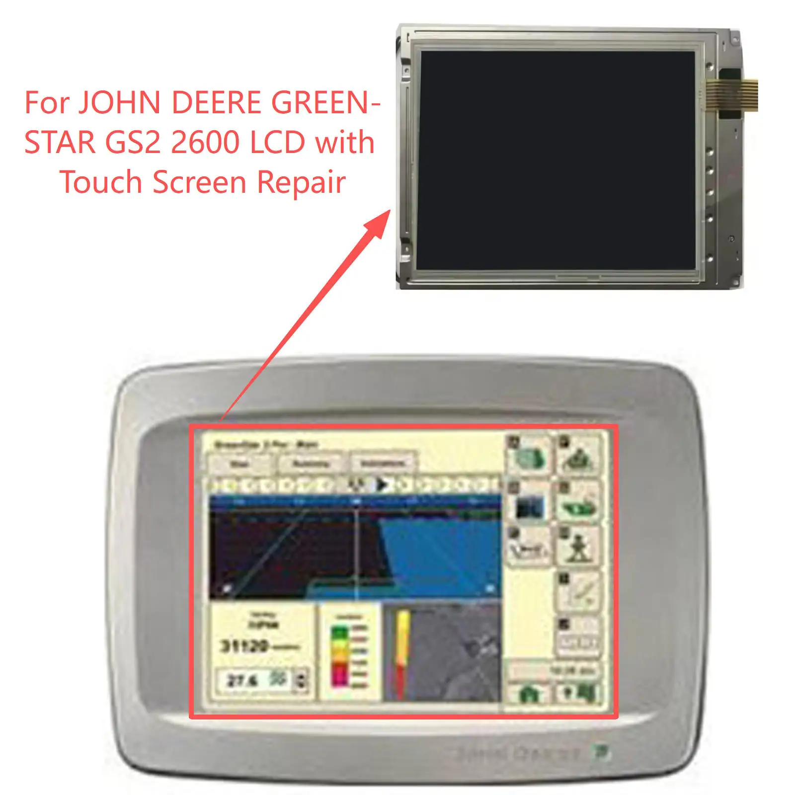 New 10.4-inch LCD with Touch Screen for JOHN DEERE GREENSTAR GS2 2600 Touch Panel Repair