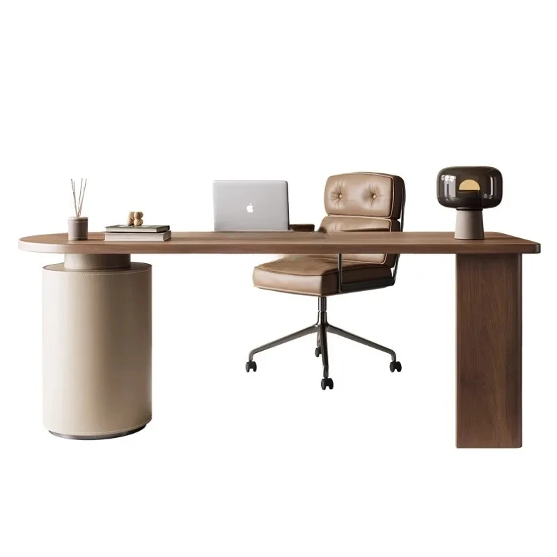 

Italian Minimalist Solid Wood Study Home Writing Desk Creative Office Computer Desk Retro Boss Desk