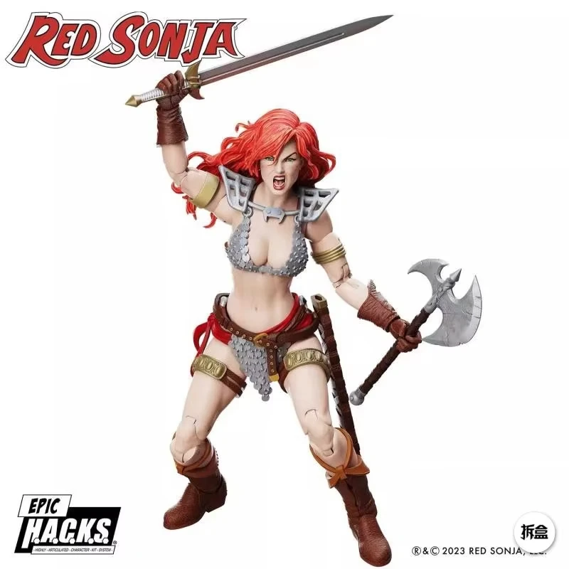 متوفر في المخزون Boss Fight Studio بمقياس 1/12، شخصية Red Sonja للذكرى الخمسين ملحمة H.A.C.K.S. سلسلة مع قاعدة عرض نموذجية مفصلة #4