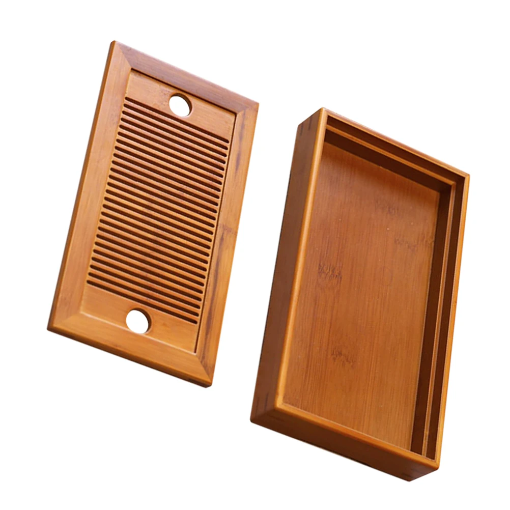 

Bamboo Tea Tray Teaware Holding St Service Plate Table Platter Premium Material Durability Practical Home Office Coffee Shop