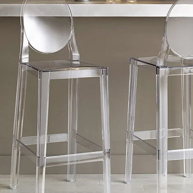 Tabouret de Bar Moderne Noir en Plastique, Chaise Transparente Nordique, Mobilier de Cuisine, Salle à Manger, Salon, Hôtel