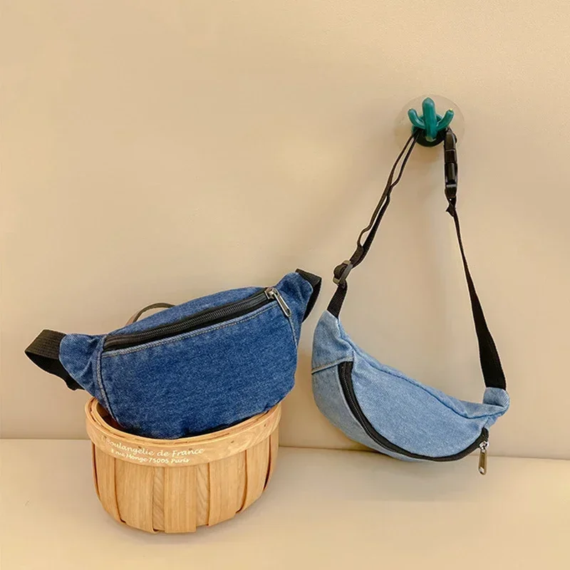 Sacs de poitrine en denim pour enfants, sac à bandoulière pour enfants, sacs à main cool pour bébés garçons, sac de taille pour filles, sac à bandoulière pour enfants, sac de sport pour enfants, nouveau et à la mode, portable et mignon