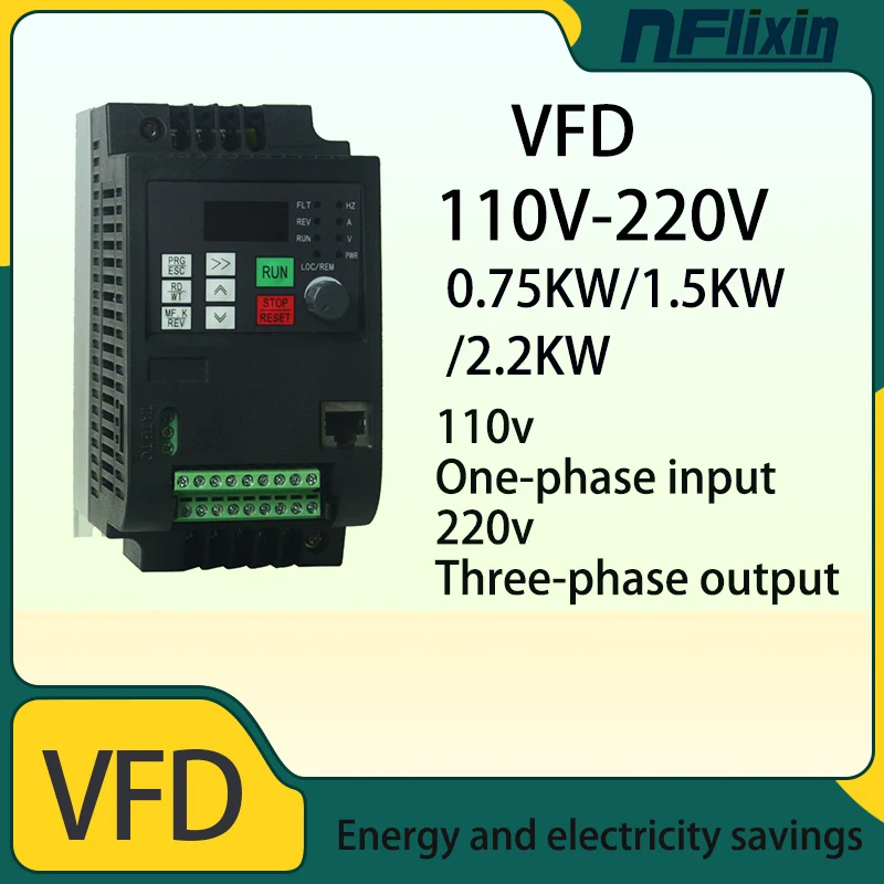 110v to 220v 0.75/1.5/2.2/4/5.5/7.5kw 1 phase input and 3 phase output frequency converter/ ac motor drive/ VFD/ 50HZ Inverter