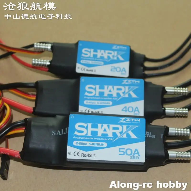 ZTW Shark 20A 40A 50A 60A 70A 80A Waterproof Brushless CW CCW ESC For Boats With Water-cooling System RC Boat Model Waterplane
