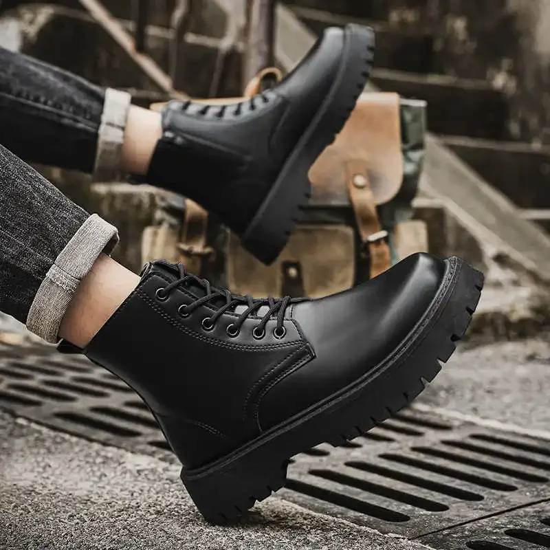 

PU Leather Medium Heels Character Sneakers Tennis Outdoor Man Shoes Men's Casual Boots Sport Shooes Trending Products