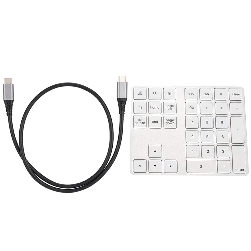 Wireless Number Keyboard 34-Keys Numeric Keypad+USB Type-C Hub Bluetooth Numeric Keypad,Rechargeable Wireless Pad