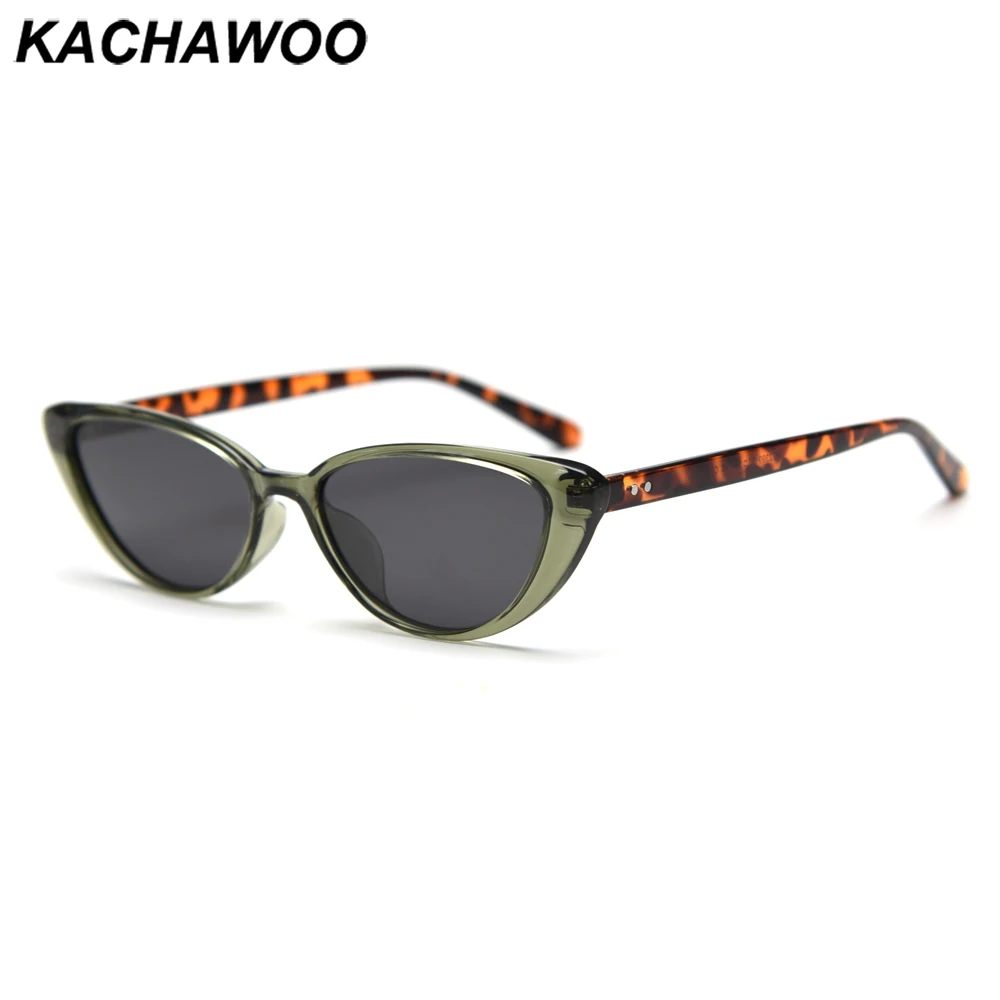 

Kachawoo polarized sunglasses for women fashion TR90 small frame cat eye sun glasses men travel green leopard grey Korean style