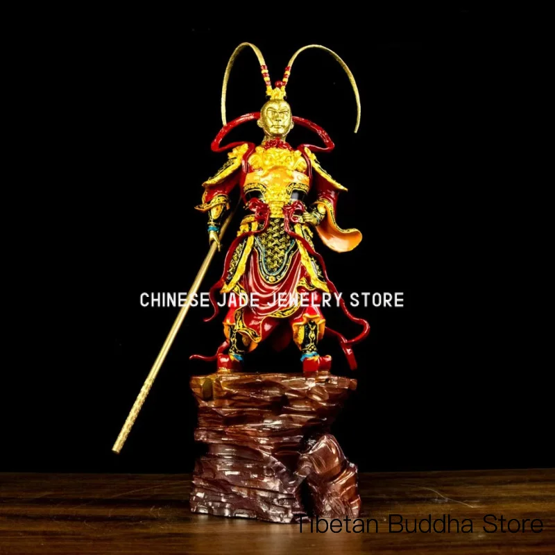 Brass Sun Wukong Home Decoration, Fighting Buddha Colorful Bronze Ornament, Housewarming Gift, Metal Craft