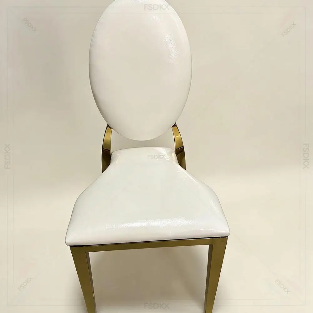 Wholesale Luxury Furniture Gold Stainless Steel Stacking Leather Event Banquet Wedding Tables Chair for Hotel