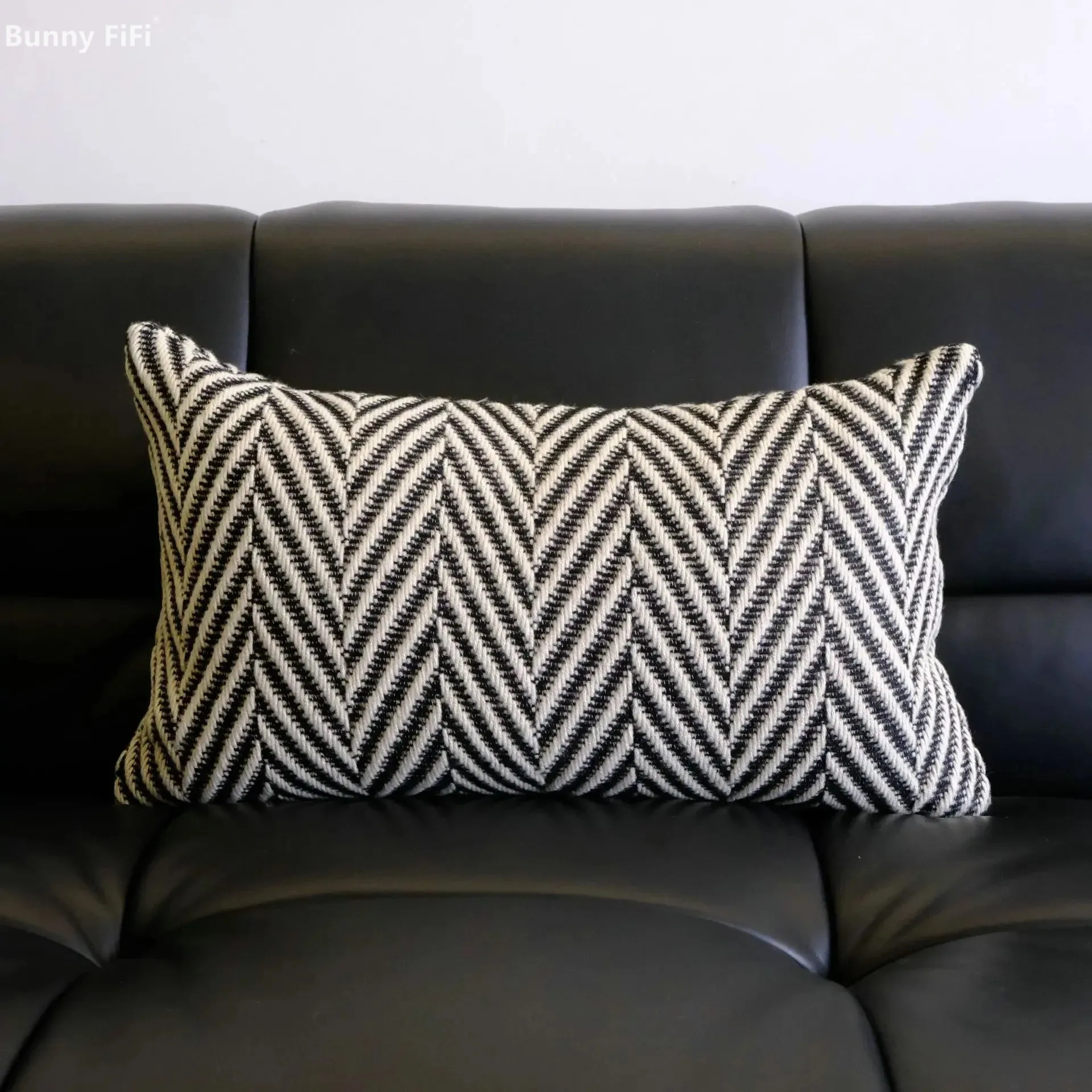 New Light Luxury Texture Woven Pillowcase Black and White Simplicity Wool Crochet Pillow Covers Decorative Pillows Decor Home
