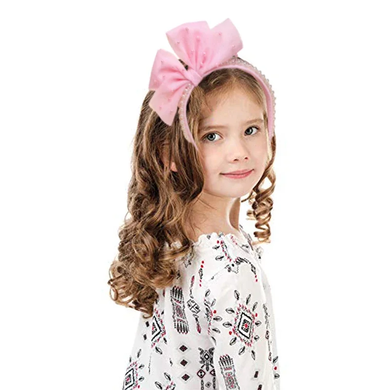 Ncmama-pérola headbands para mulheres e meninas, bonito headbands do laço com arco, aro, acessórios de cabelo, presente para crianças