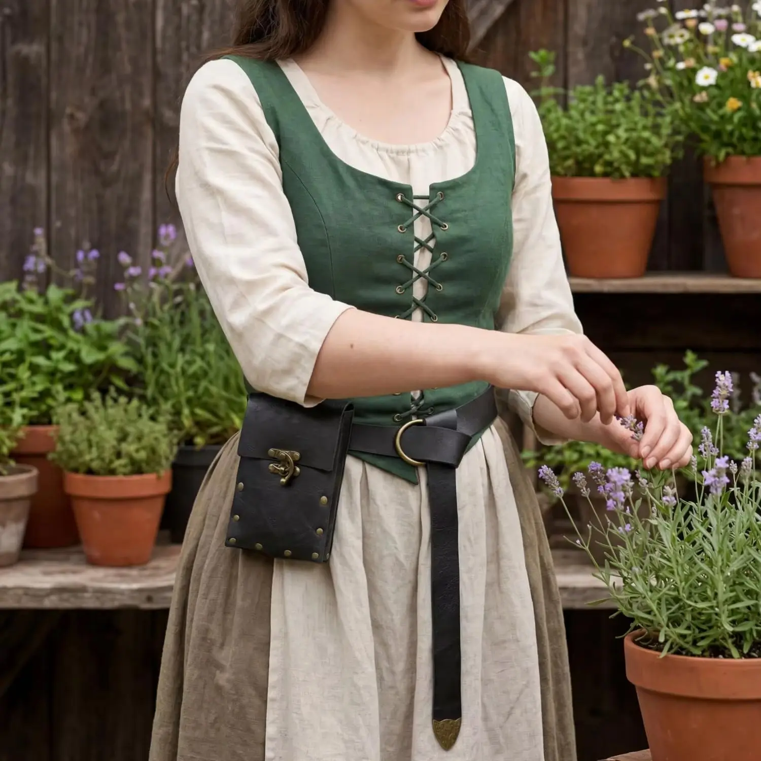 PU Leather Medieval Waist Belt Bag with Belt,  Medieval Festival Costume Halloween view 3