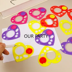 15Pcs Heart Painting Ruler Drawing Template Toy for Kids Birthday Party Favors Back To School Gift Valentine's Day Pinata Filler